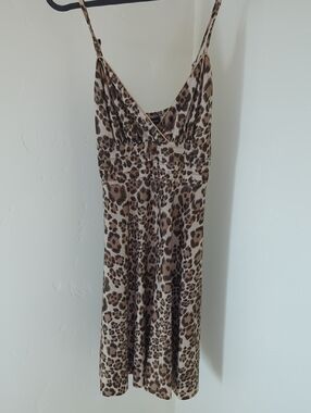 Y2K Leopard Print Spaghetti Strap Dress - Millennial Party Dress